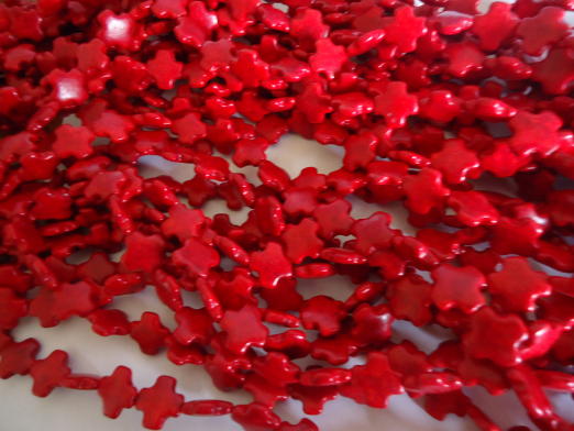 Red (lipstick) small cross beads #TU1100 - Click Image to Close